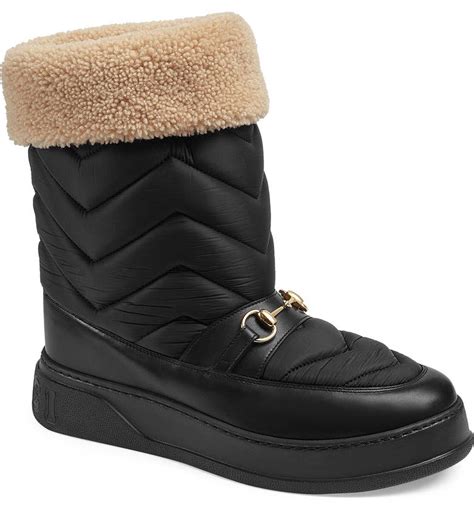 gucci fur snow boots|Gucci boots with rhinestones.